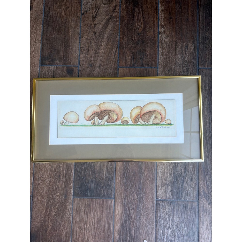 Original Louise Della Rocca Watercolor Drawing, Mushrooms II